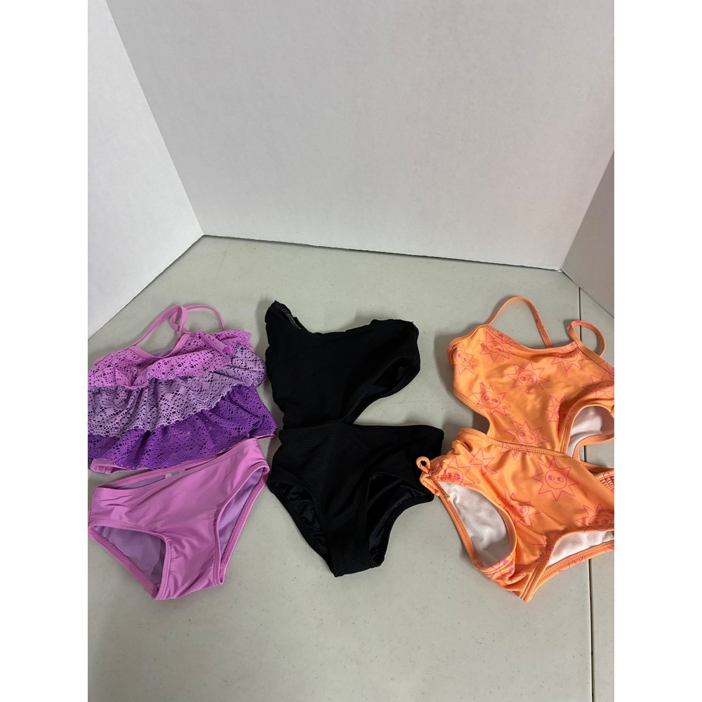 Girls Swimsuit Bundle Cat & Jack Old Navy Size 5 Purple‎ Black Orange